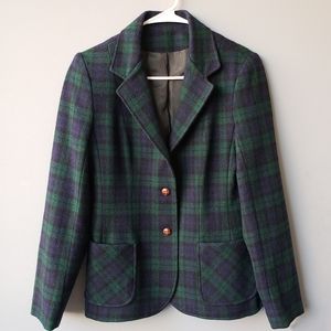 Vintage Green/Blue Tartan Wool Blazer